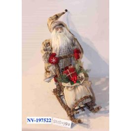 DKD Home Decor Figura Navidad Tradicional Rojo Gris Poliester Madera Papa Noel 22 x 48 x 42 cm