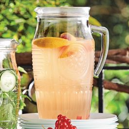 Bormioli Rocco Jarra Agua Romantic Vidrio 190 cL Transparente con Relieve, Fabricada en Italia, Apto Lavavajillas, Higiénica y No Porosa