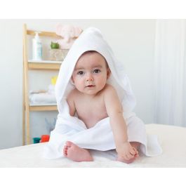 KioKids Toalla de Baño Bebé Bambú Ultra Suave con Capucha Termoclimática Oeko-Tex 76x76 cm Blanca 380 gr