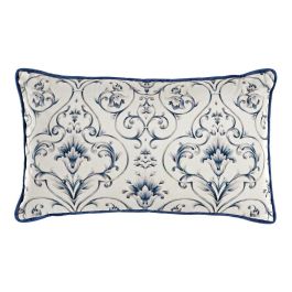 DKD Home Decor Cojín Decorativo Shabby con Diseño Floral Azul de Poliéster y Terciopelo con Cremallera | 50x30x10 cm Precio: 13.50000025. SKU: S3041528