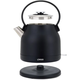 Livoo Hervidor Electrico Retro DOD202N 1.5L 2200W Negro - Base Giratoria 360 Grados, Acero Inoxidable y Apagado Automatico