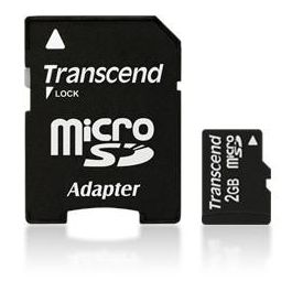 Transcend Tarjeta MicroSD 2GB TS2GUSD MLC Clase 4 (20MB/s lectura, 13MB/s escritura) Negro con adaptador SD
