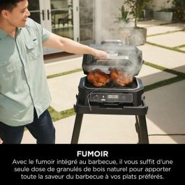 Ninja OG850EU Barbacoa y Ahumador Eléctrico para Exterior Woodfire Pro XL con Termómetro y Freidora de Aire