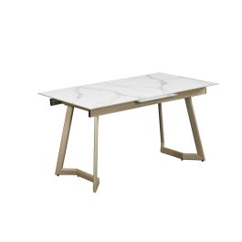 DKD Home Decor Mesa Comedor Extensible Glam de Cristal y Metal Dorado Blanco 140 x 80 x 76 cm Precio: 279.03084. SKU: S3032758