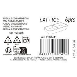 La Mediterranea Bandeja 2 Compartimentos 12 x 7 x 2.5 cm (36 Unidades)
