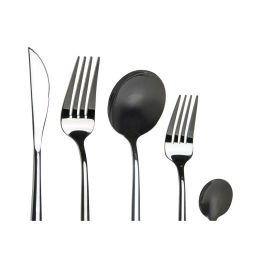 DKD Home Decor Cubertería Basicos Inox Negro Set de 20 Piezas 1.5 x 13 x 3 cm