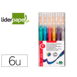 Liderpapel Rotuladores Efecto Purpurina Metalizada Punta Reversible Bolsa 6 Unidades Colores Surtidos Precio: 4.79000038. SKU: B1JMDQ3WCS