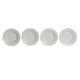 DKD Home Decor Set de 4 Platos Hondo Porcelana Blanco 20 x 3 x 20 cm Apto Microondas Lavavajillas