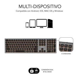 Subblim Teclado Bluetooth/2.4G Master Retroiluminado Extendido con Teclado Numérico y Conexión Multidispositivo USB-C Recargable QWERTY Español SUBKB-3MIE310