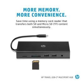 HP Concentrador Multipuerto USB-C Portátil para Viajes, 6 Puertos con Transferencia de Datos, Carga, Ethernet 1 Gbps, HDMI y VGA Simultáneos