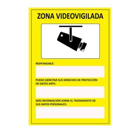 Normaluz Cartel "zona videovigilada" adhesivo 15x20cm, amarillo/negro, 0.7mm, PC auto
