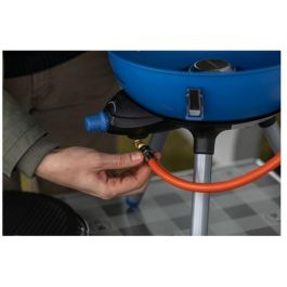 Campingaz Party Grill 400 Caravan - Parrilla de Gas Portátil para Camping y Exterior, 2000 W, Propano/Butano, Sistema Piezo, Negro/Azul