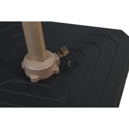 DKD Home Decor Parasol Terraza Jardín Beige Champán 350x280x286 cm con LED Solar Giratorio 360º Plegable Poliéster 220gsm Aluminio