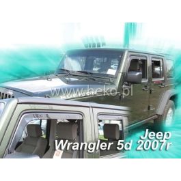 Heko HO19114 Deflectores Frontales para Jeep Wrangler JK III 3/5D 2007-2018 | Plexiglás Humo Transparente de Calidad Prima