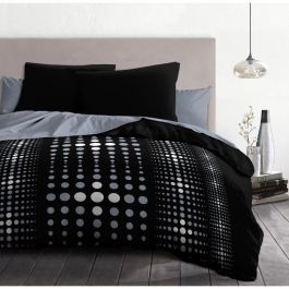 Steevy microfibra décima - 1 cubierta nórdica 240x260 cm + 2 fundas de almohadas 63x63 cm - negro - pasión de lino en el hogar