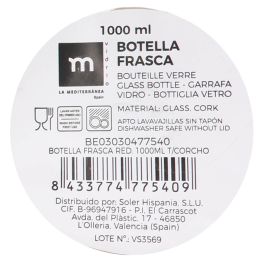 Botella Frasca Red 1000 ml con corcho - La Mediterranea (12 Unidades) Botella Frasca Red 1000 ml con corcho - La Mediterranea (12 Unidades)