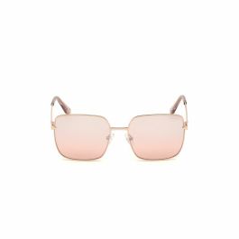 Guess GU7615 28U Gafas de Sol para Mujer, Cuadradas con Montura Metal Oro Rosado y Cristales Burdeos Espejado 56mm 140mm