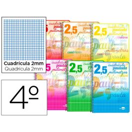 Cuaderno Espiral Liderpapel Cuarto Pautaguia Tapa Blanda 40H 75 gr Cuadro Pautado 2,5 mmcon Margen Colores Surtidos 10 unidades Precio: 13.9149996612. SKU: B1BHZHLVB2