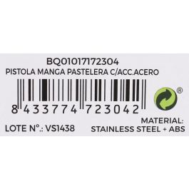 Quttin Pistola Manga Pastelera con Accesorios de Acero - 15 x 6 x 22 cm (12 Unidades)