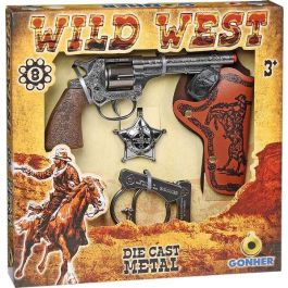 Pistola 8 tiros wild west con cartuchera, esposas y estrella 28x28x4 cm Precio: 15.98999996. SKU: S2404562