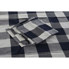 DKD Home Decor. Mantel de Algodón y Poliéster Azul y Blanco a Cuadros 150x250 cm Set de 9 piezas 200gsm