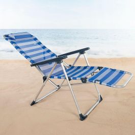 Tumbona reclinable Aktive A rayas Marinero 149 x 78 x 49 cm