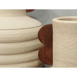 DKD Home Decor Jarrón Urban de Terracota y Mango Crudo Marrón 28x33x28 cm con Asas