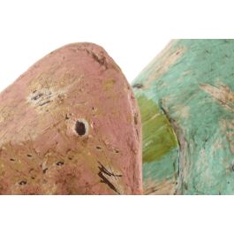 DKD Home Decor Set 2 Figuras Decorativas Pájaro Shabby de Metal Verde y Rosa, 9 cm Largo x 24 cm Alto x 26 cm Ancho
