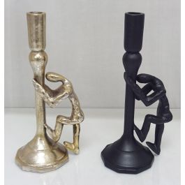 DKD Home Decor Candelabro Moderno Champan Negro Aluminio 10 x 27 x 12 cm (2 Unidades) Precio: 24.87276. SKU: S3027610