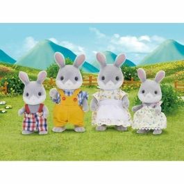 Sylvanian Families 3134 Familia Conejo Gris Papá Mamá Niño Niña Figuras