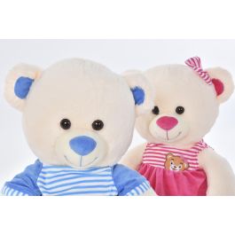DKD Home Decor Peluche Osito Boy/Girl Azul Rosa Beige 25 x 50 x 25 cm (2 Unidades)