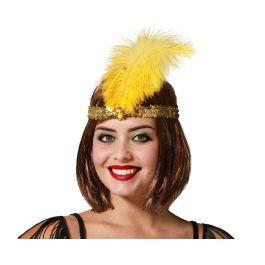 Diadema de Fiesta Dorado Lentejuelas y Pluma Amarilla Cabaret Años 20 Precio: 0.88999977. SKU: B12YZG2T5D