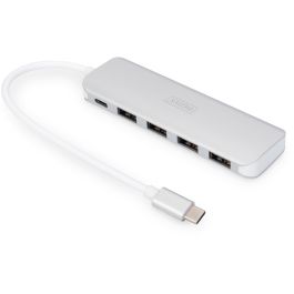Digitus USB-C-Hub 4-Port 3.0->4xA3.0 1xC-PD intgr.Kabel wei Concentrador USB Type-C 4 Puertos 3.0 5000 Mbit/s Aluminio Plata Precio: 49.58999991. SKU: B154W7GVLA