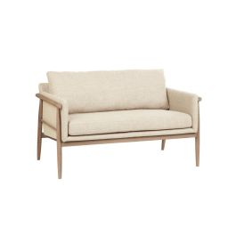 DKD Home Decor 2c24 Sofá Urban Blanco Tapizado de Poliéster y Fresno Acabado Decapé Colección Top Chairs 126.5x75x79 cm