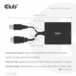 Club3D Adaptador HDMI + MicroUSB a DisplayPort Activo 4K120Hz