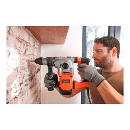 Black+Decker Martillo Percutor SDS-Plus 1250W, 3 Modos, 0-900 RPM, Sistema Anti-Vibración, Incluye Maletín y Adaptador para Brocas