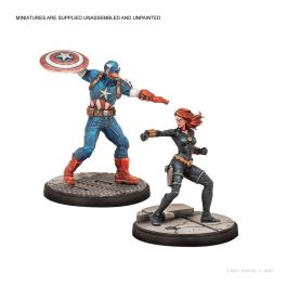 Marvel Crisis Protocol Juego de Mesa Vengadores con Capitán América, Capitana Marvel, Iron Man y Viuda Negra