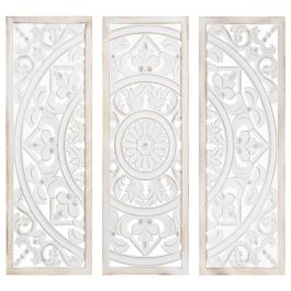 Retablo decorativo Alexandra House Living Blanco Madera 90 x 90 x 2 cm 3 Unidades