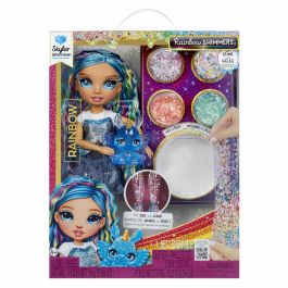 Rainbow High Muñeca Skyker 22 cm Azul con Slime Transparente y Diferentes Tipos de Brillo. Edad 4+ años.