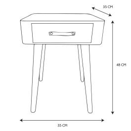Home Deco Factory Mesita De Noche Blanca Estilo Escandinavo 35x35 cm h.48 cm