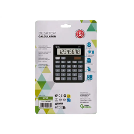 Liderpapel xf16 Calculadora Sobremesa 8 Dígitos Solar y Pilas Negro 127x105x24 mm
