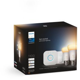 Philips Hue PHI8719514291812 Kit de arranque bombillas LED E27 White 10.5W, Lote 2, con Control Remoto