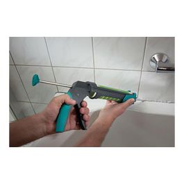 Wolfcraft Pistola Selladora MG 200 Profesional Doméstico Cartuchos Silicona Acrílico Sistema Antigoteo Ergonómica Metal PVC Verde