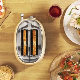 Cecotec Vintage 800 Tostadora Acero Inoxidable 2 Ranuras Extra Anchas 3.8cm 850W 6 Niveles Tostado Descongelar Amarillo