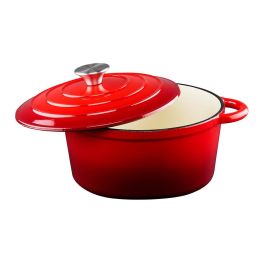 Alpina Cacerola Roja Hierro Fundido Esmaltado 3,8 Litros Ø24x11,8cm. Apta para Inducción, Horno y Lavavajillas.