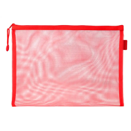 Liderpapel Bolsa zipper bag de poliéster transpirable multiusos tamaño Din A4 color rojo
