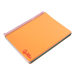 Liderpapel Cuaderno espiral A4 Micro Wonder tapa plástico 120 hojas 90gr cuadro 5mm banda 4 taladros color naranja