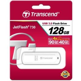 Transcend JetFlash TS128GJF730 USB 3.1 128GB Blanco – Pendrive con Tapa USB tipo A para Windows/Mac/Linux