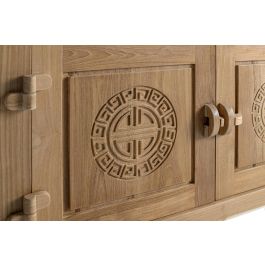 Giner y Colomer Vitrina de Madera de Teca con Puertas de Cristal y Tallas Artesanales