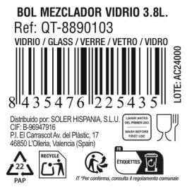 Bol Mezclador de Vidrio Quttin 24 cm 3.8L (6 Unidades) Bol Mezclador de Vidrio Quttin 24 cm 3.8L (6 Unidades)